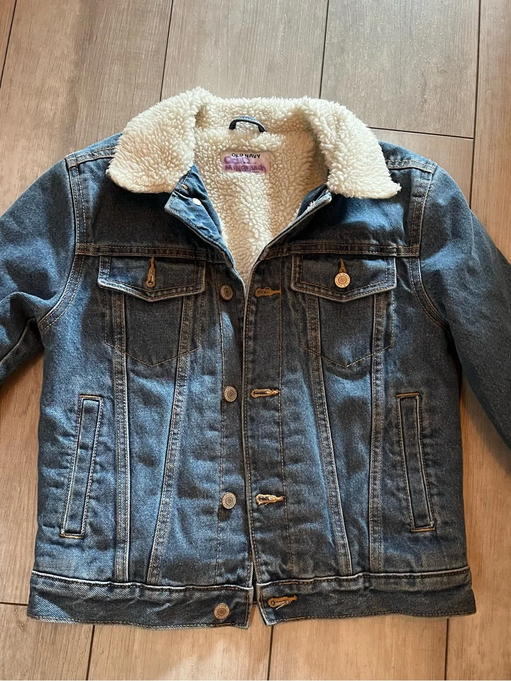 Old Navy Kids (boys or girls) Sherpa-Lined Jean Jacket - Blue with Cream Collar